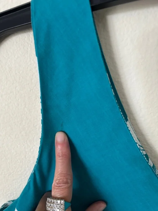 Vtg Hawaiian Washed teal white floral v neck tank midi maxi mumu dress M - Picture 12 of 12